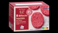 8 biftecks hachés (140g), pur boeuf, 8% M.G maxi