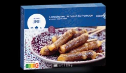 6 brochettes de boeuf au fromage,sauce soja sucrée