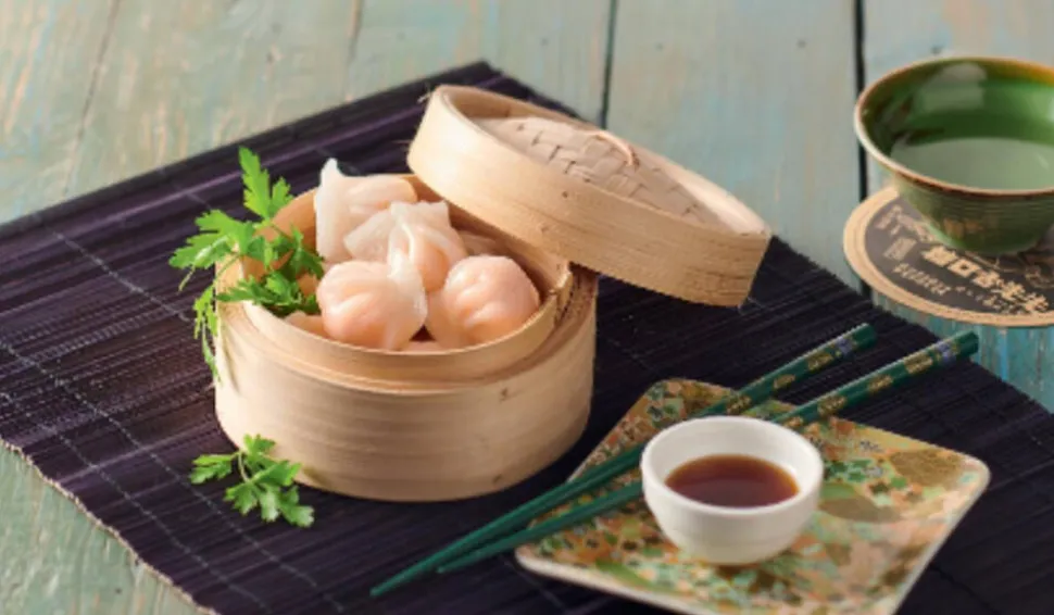 8 hacao, bouchées aux crevettes avec sauce soja