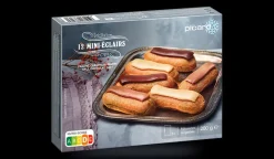 12 mini-éclairs, chocolat, caramel, praliné, café