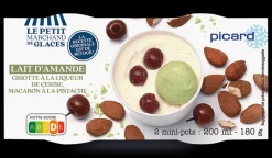 2 mini-pots crème glacée Lait d'amande, griottes