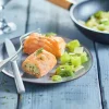 2 paupiettes de saumon aux poissons, aux poireaux