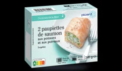 2 paupiettes de saumon aux poissons, aux poireaux