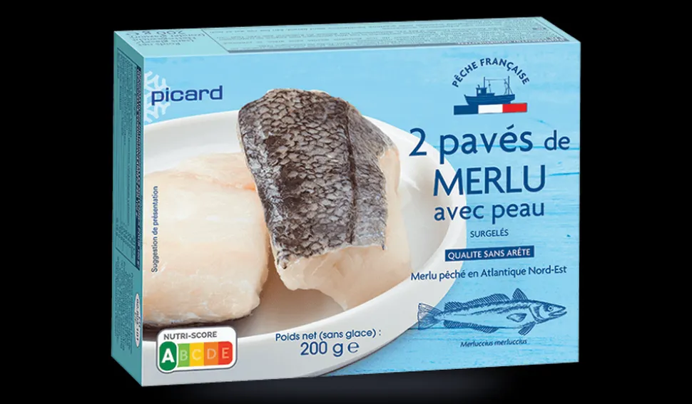 2 pavés de merlu Pêche française, avec peau