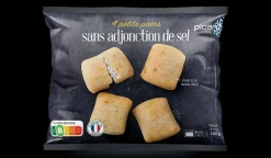 4 petits pains sans adjonction de sel, précuits