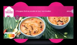 2 soupes thaï au poulet et aux vermicelles