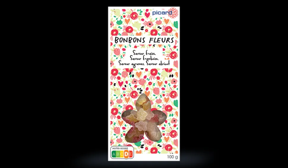 Bonbons fleurs, fraise,framboise,agrumes,abricot