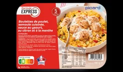 Boulettes de poulet, semoule cuisinée
