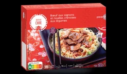 Bœuf aux oignons et nouilles chinoises aux légumes