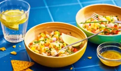 Ceviche dorade-sébaste, sce passion citron, légume