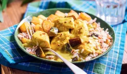 Colombo de poulet, riz, sce lait de coco, poulet