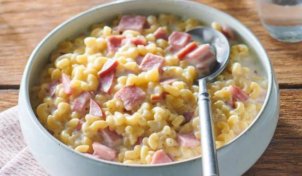 Coquillettes façon risotto, jambon fumé