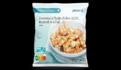 Crevettes à l'huile d'olive (4%) au persil,à l'ail