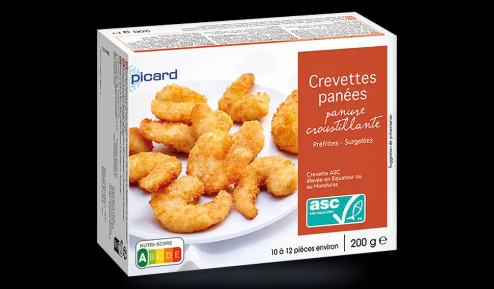 Crevettes panées, 10 à 12 pièces, élevées Equateur