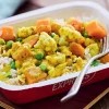 Curry de légumes et pois chiches, duo de riz