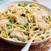 Emincés de dinde sauce au citron, linguine complète et légumes verts