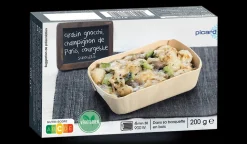 Gratin de gnocchi, champignon de Paris, courgette