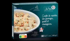 Gratin de ravioles au poulet et aux champignons