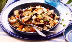 Légumes à la grecque, aubergine, tomate, Feta AOP