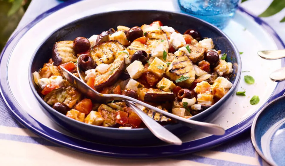 Légumes à la grecque, aubergine, tomate, Feta AOP