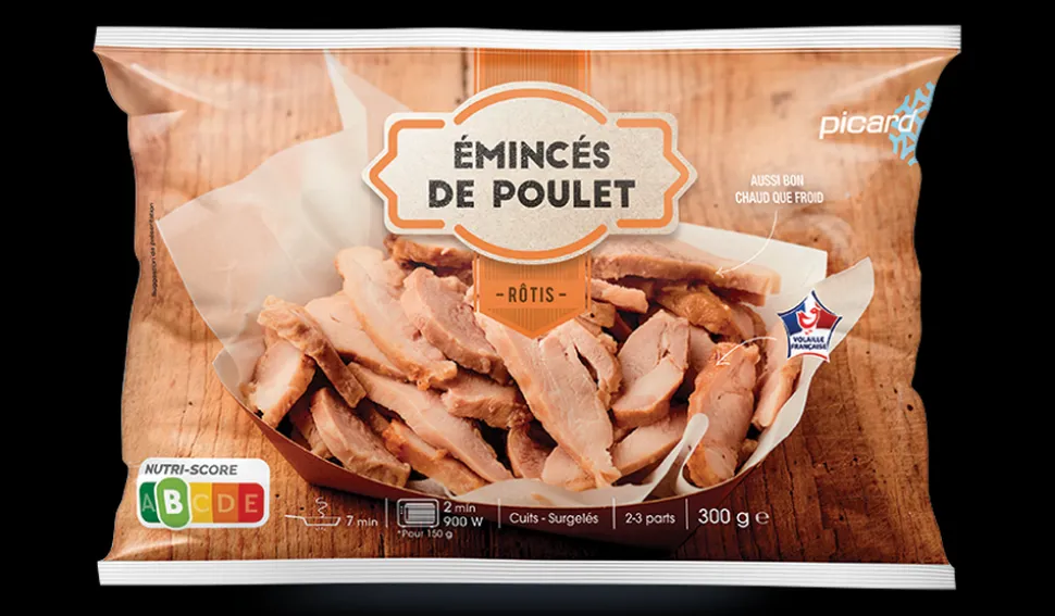 Émincés de poulet rôtis, cuits