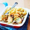 Poulet et petites pâtes sauce aux champignons