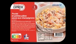 Poulet et petites pâtes sauce aux champignons