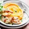 Poulet sauce citron vert, purée de patate douce