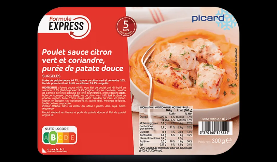 Poulet sauce citron vert, purée de patate douce