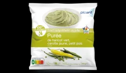Purée haricot vert, carotte jaune, petit pois
