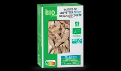 Queue crevette crue ASC carapace coupée bio, HND
