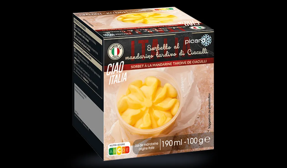 Sorbetto al Mandarino, sorbet mandarine de Ciaculli