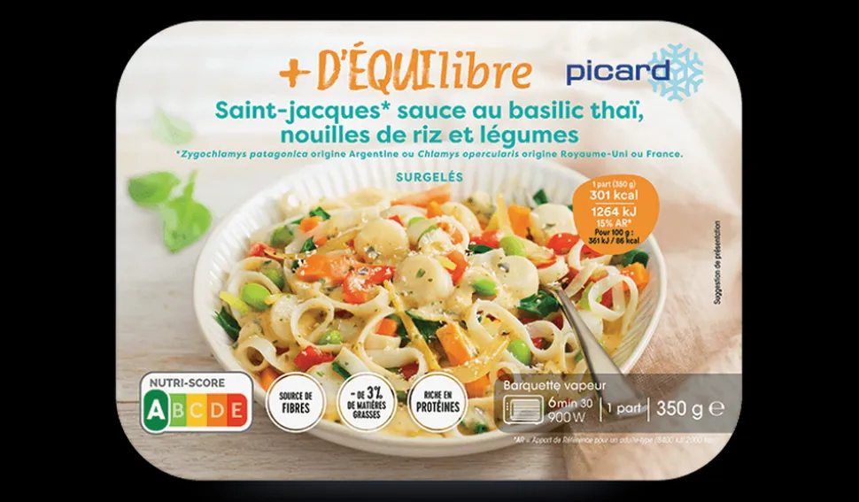 St-Jacques, sauce au basilic thai, nouilles de riz