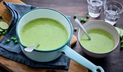 Velouté courgette petit pois, fromage blanc