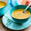 Velouté patate douce, carotte jaune, ciboulette